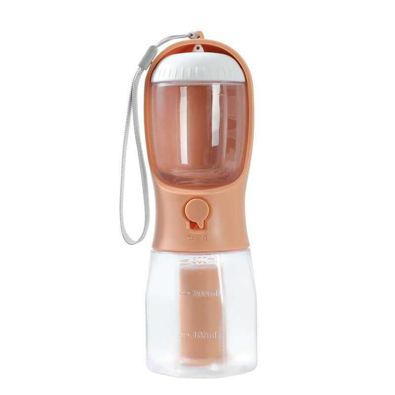 Portable Dog Water Cup 3-in-one featuring water, food container, and waste bag dispenser for pet owners on the go.