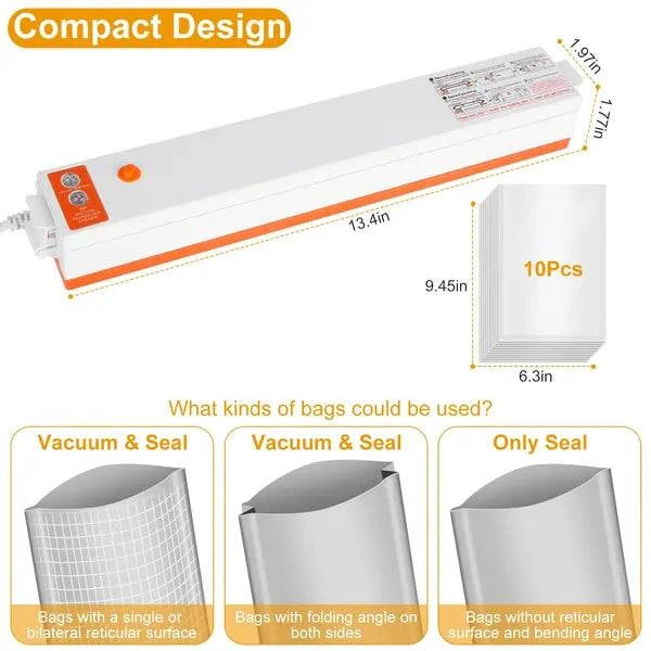 Electric Food Vacuum Sealer in use, sealing food items for preservation.