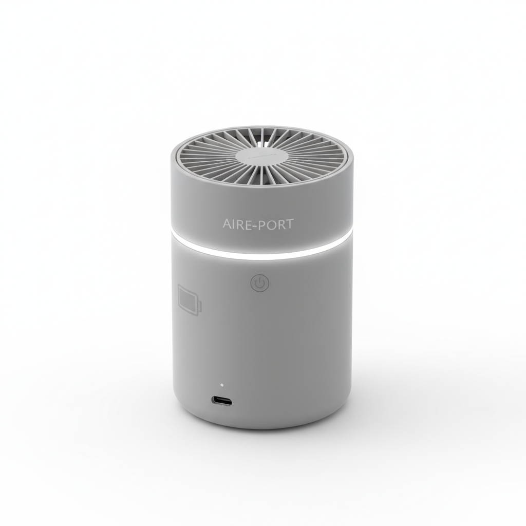 Rechargeable Portable Storage Fan in Grey with Li-Ion battery