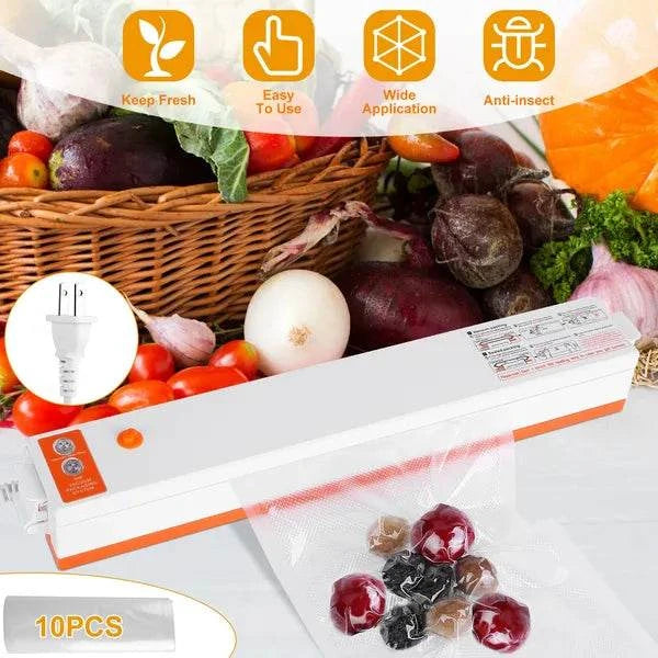 Electric Food Vacuum Sealer in use, sealing food items for preservation.