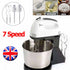 7-Speed Electric Stand Mixer with tilt-head design, mixing bowl, beater, and dough hook attachments on countertop