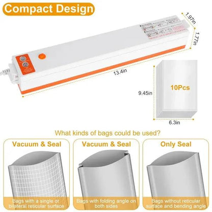 Electric Food Vacuum Sealer in use, sealing food items for preservation.